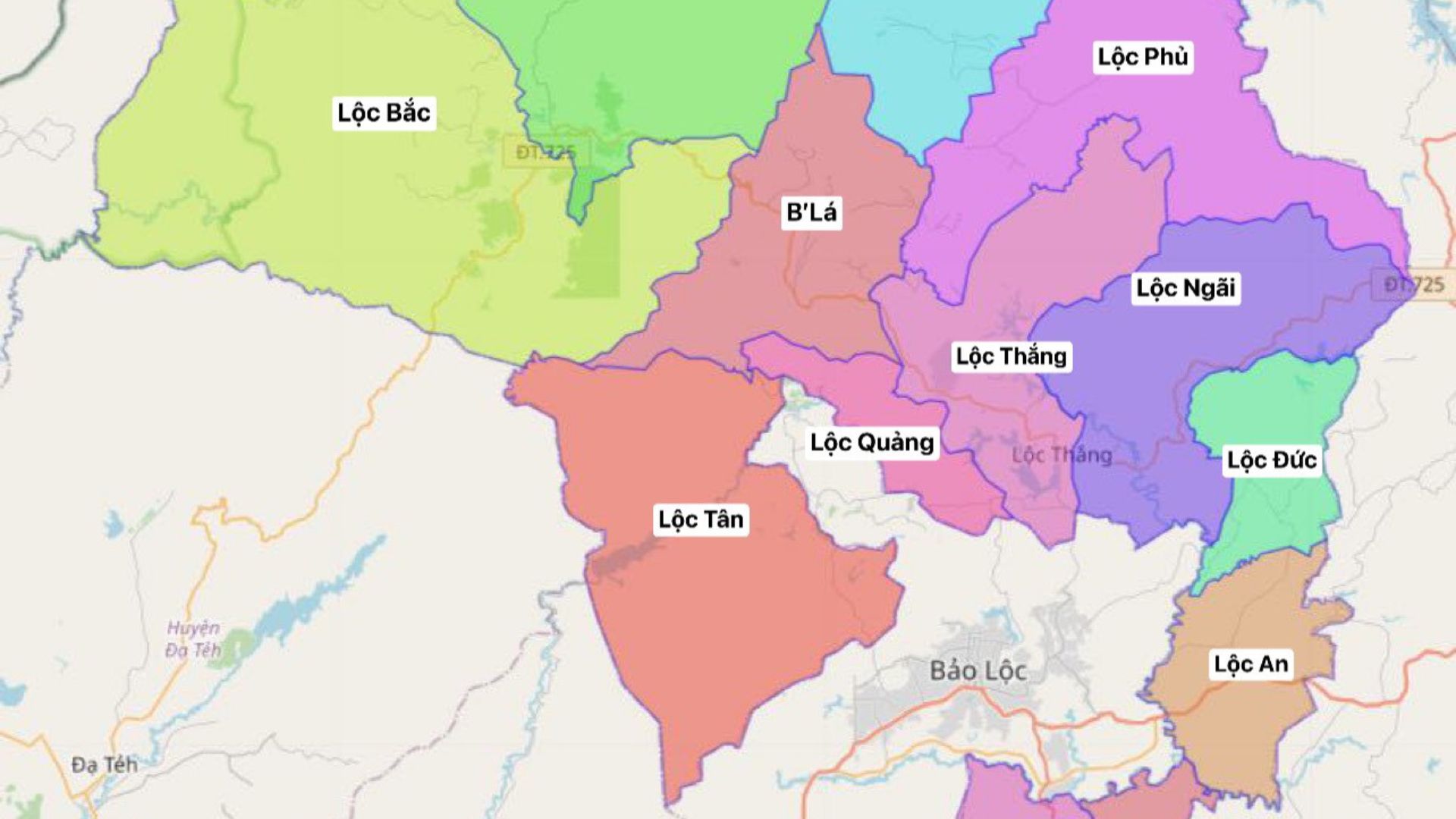 Vị trí địa lý xã Lộc An