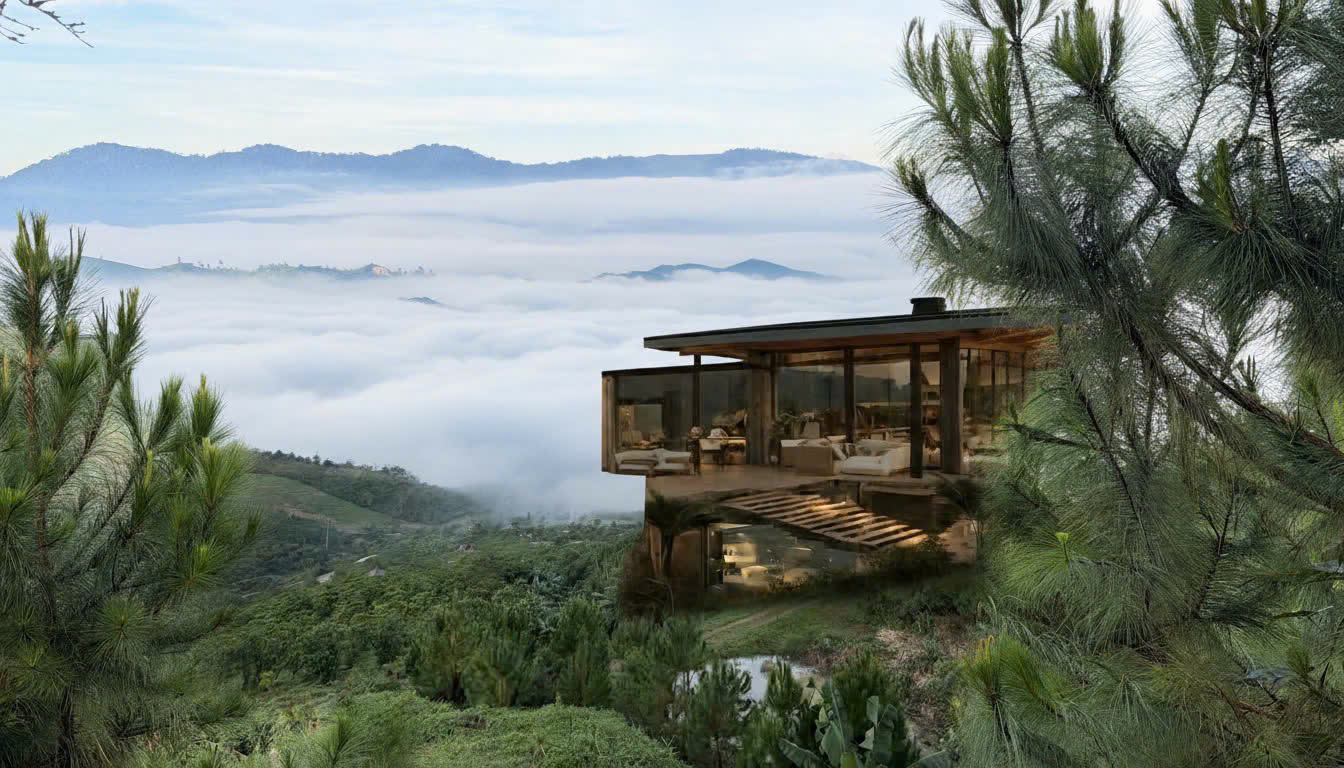 Kiến trúc xanh Vân Thôn Retreat Cloud hòa quyện với rừng thông nguyên sinh Bảo Lộc