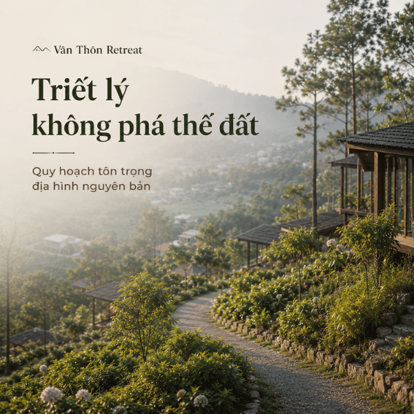 Vân Thôn Retreat quy hoạch tôn trọng địa hình nguyên bản, không phá thế đất tự nhiên.