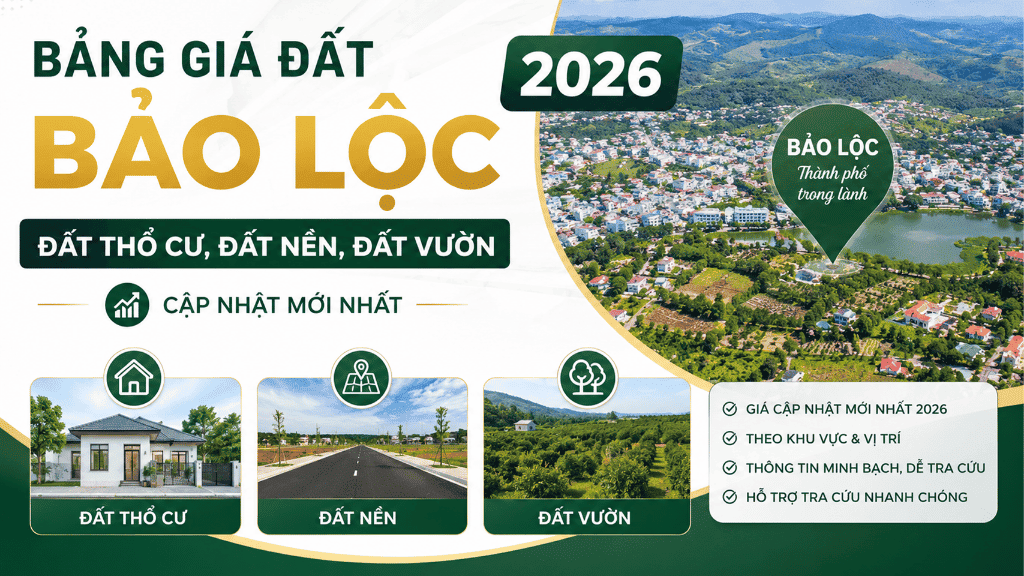 Bảng giá đất Bảo Lộc 2026: Cập nhật mới nhất theo từng loại và khu vực